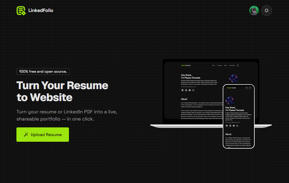 How to Instantly Turn Your Resume into a Portfolio Website with LinkedFolio